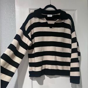 Tan and black striped women’s sweater